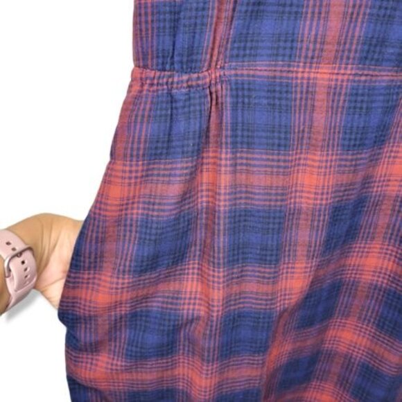 Bridge & Burn Clement Cinched Waist Dress Women's size XS Red Plaid knee length - Picture 7 of 11